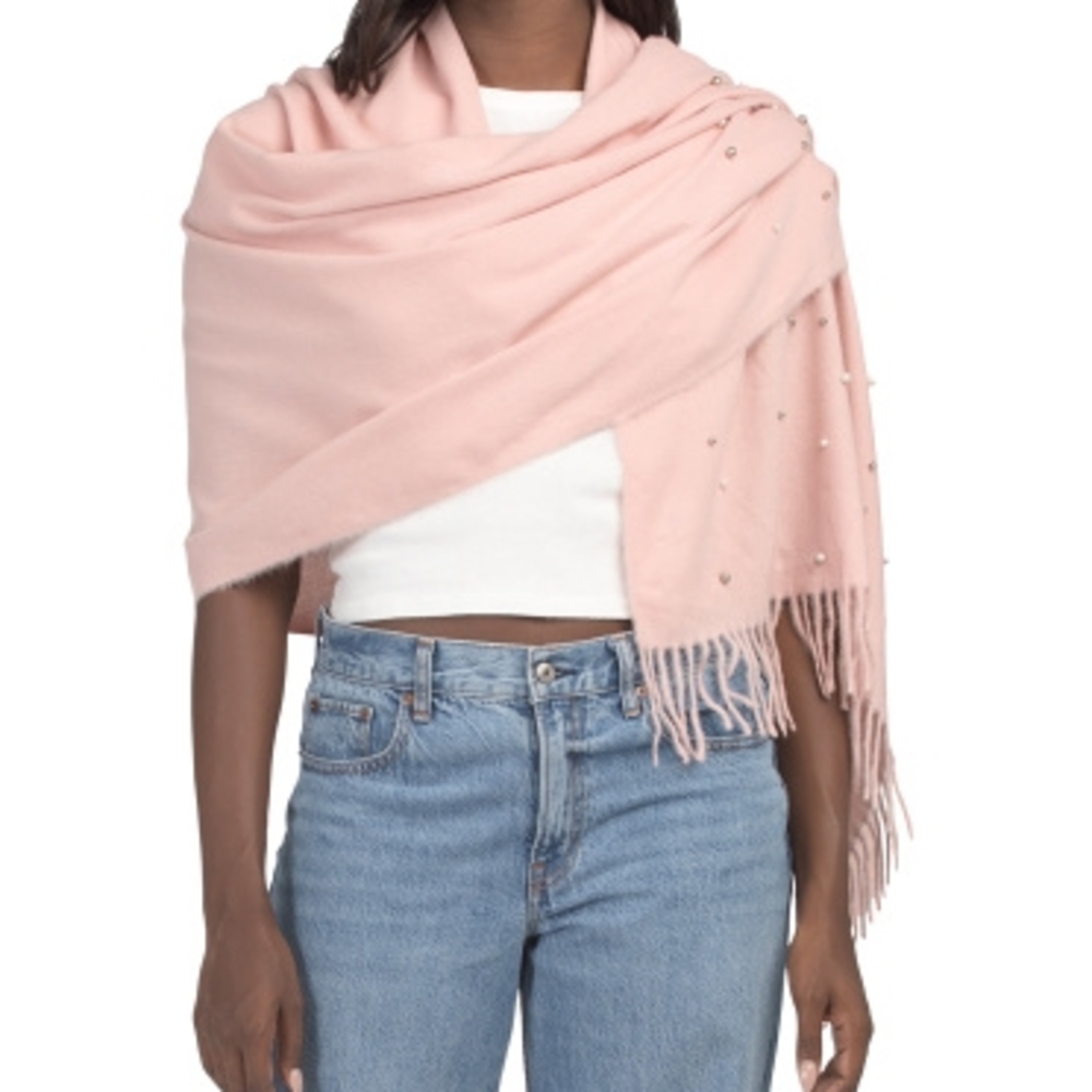 Sale 🎁 Jessica McClintock Soft Pink Wrap with Fringe